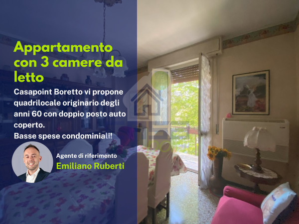 Trilocale anni '60 ben tenuto con doppio posto auto e spazi comodi a Gualtieri