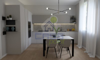 cucina con tavolo quadrato chiaro 01