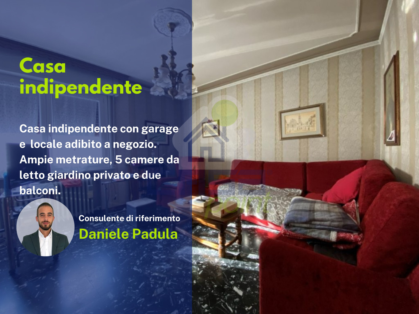 Ampia casa con negozio, cortile privato e cinque camere